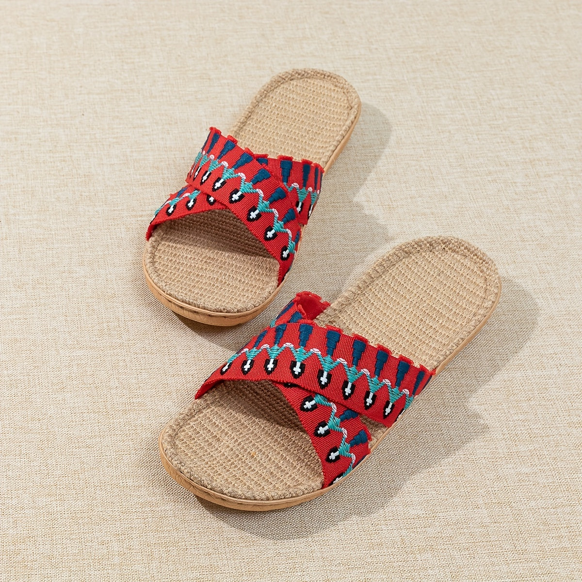 Women's Criss Cross Straps Sandals Lightweight Linen Sole Shoes
