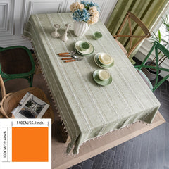 Green Striped American Tablecloth Rustic Style Table Cover