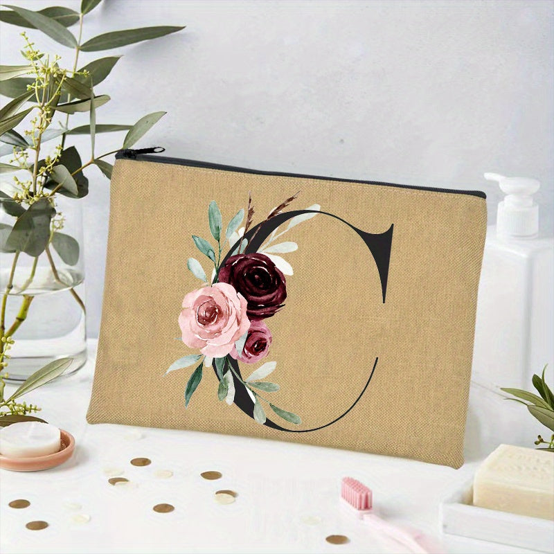 Floral Print Cosmetic Bag Bridesmaid Makeup Case Organizer