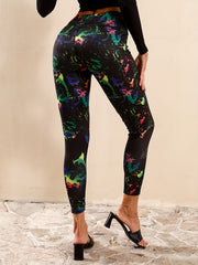 Splash Print Tight Yoga Workout Pants Stretch Running Fitness Sports Leggings