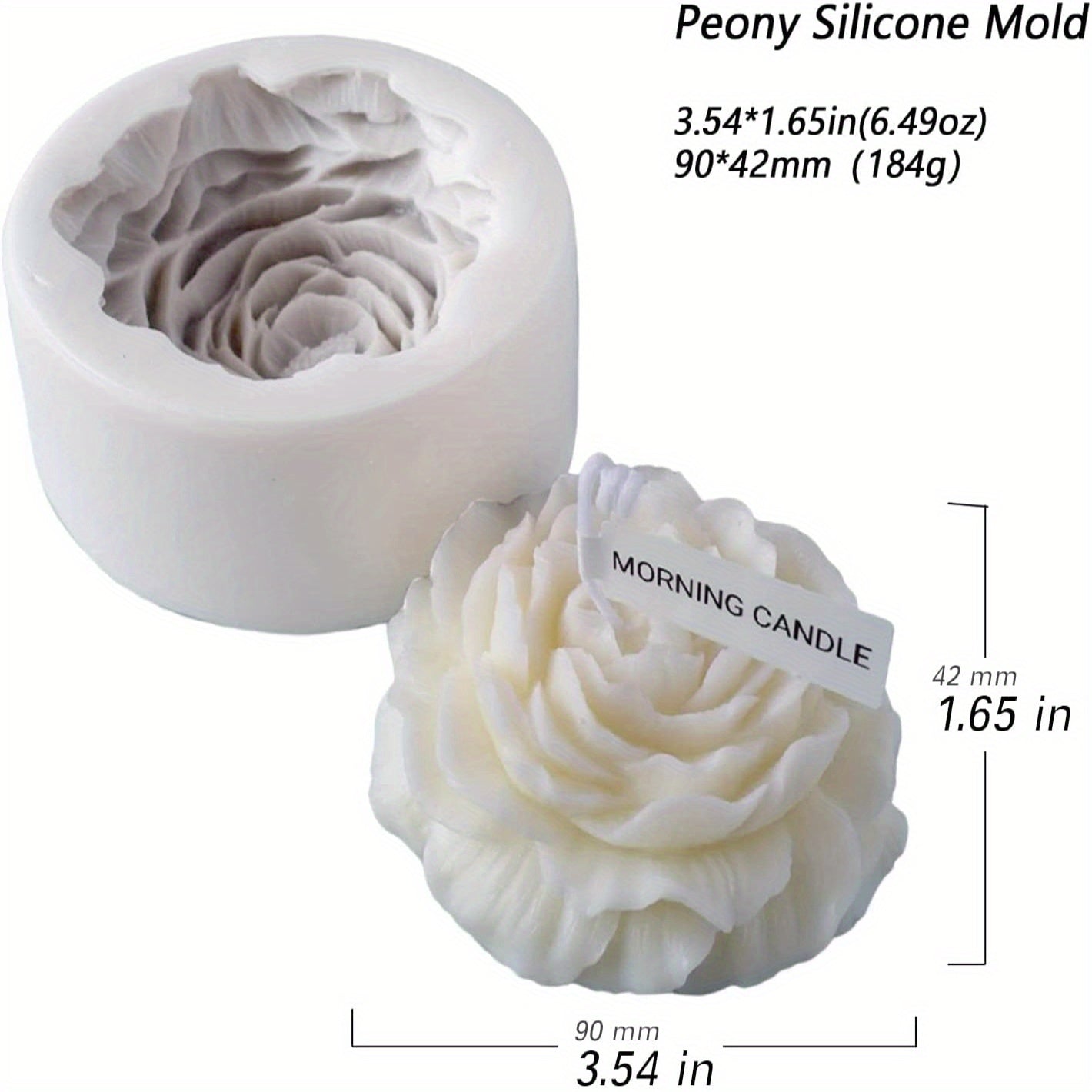 Large Peony Silicone Candle Mold Aromatherapy Gypsum Soap Resin Flower