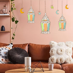 Ramadan Cartoon Chandelier Stars Moon Decoration PVC Sticker