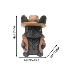 French Bulldog in Brown Hat Resin Figurine for Home Decor or Gift