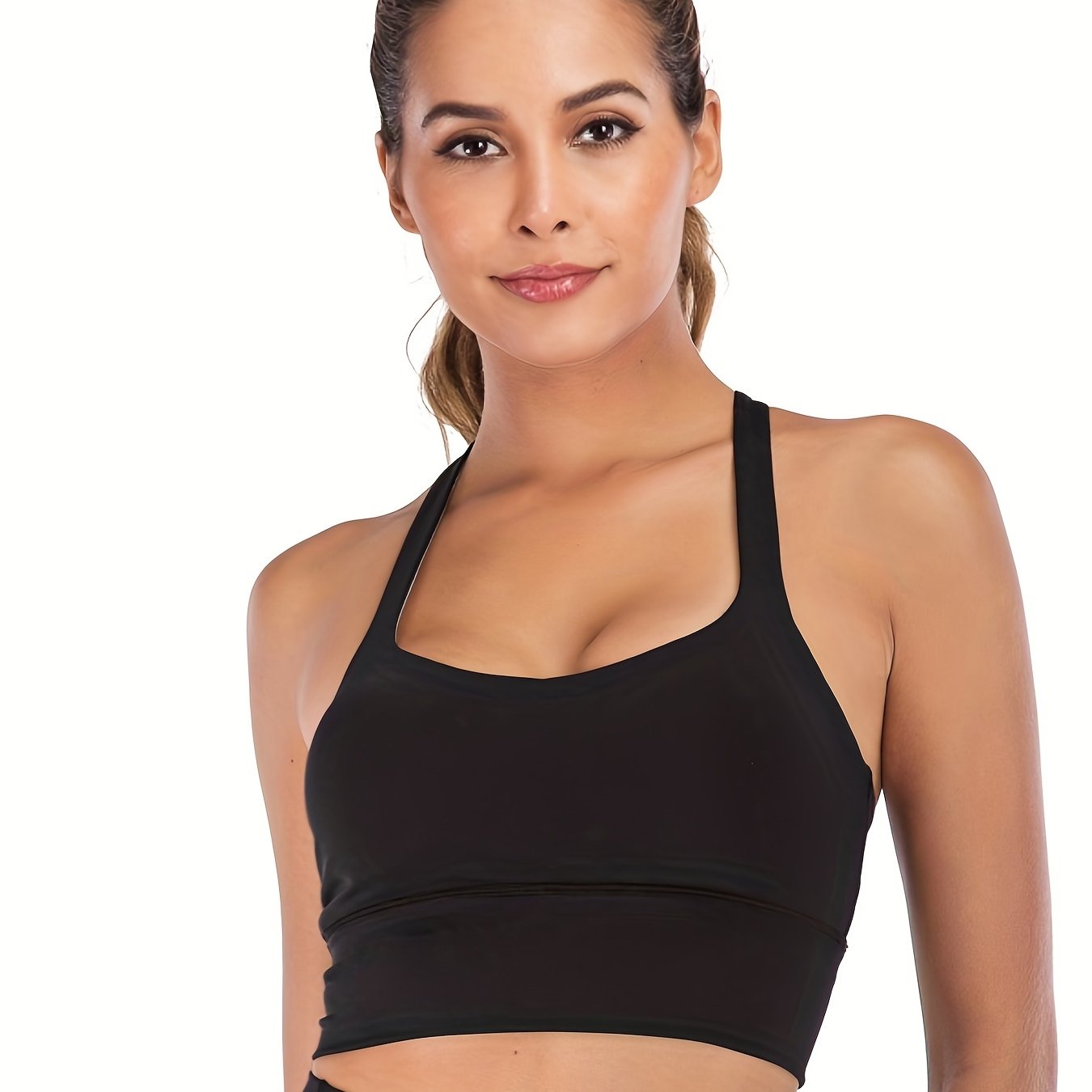 Square Neck Wide Strap Sports Bra for Yoga