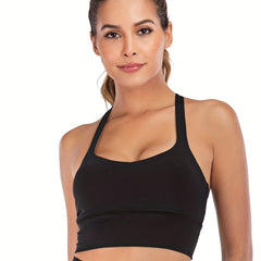 Square Neck Wide Strap Sports Bra for Yoga