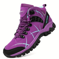 Women's Outdoor Hiking Boots Round Toe Lace Up Platform Shoes