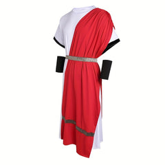 Medieval Roman Men'S Greek Mythology Costume Red with Waist Tie Armored Prince