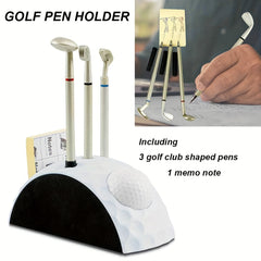 Golf Pen Set Mini Golf Stand Golf Putter Pen Tabletop Decoration With 3Pcs Pens