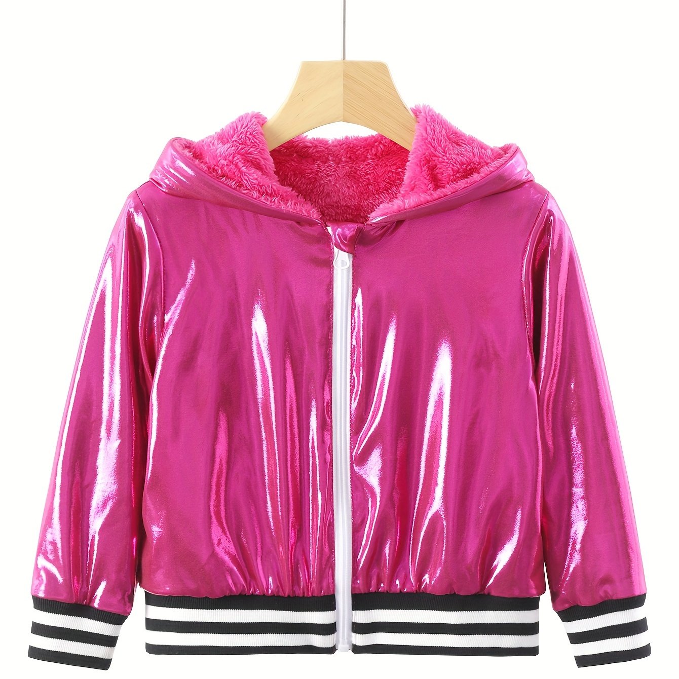 Girls Fleece Lined Hooded Jacket for Fall Winter