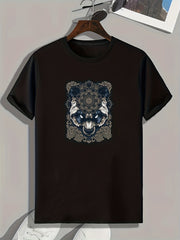 Wolf Print Men's Graphic T-shirt for Summer