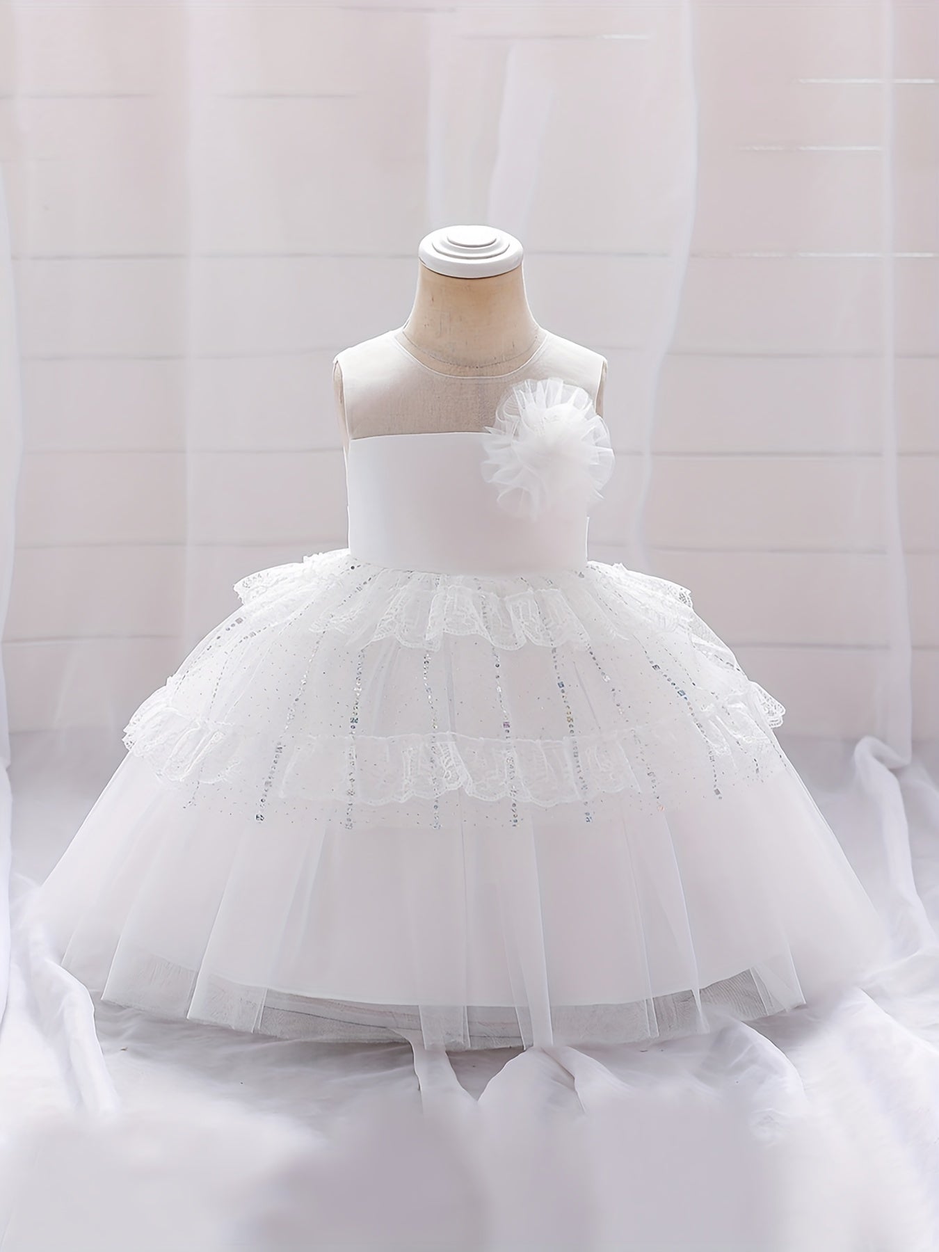 Fairy Ruffle Lace Puffy Dress Girl's Birthday Party Dinner Cosplay Show Wedding