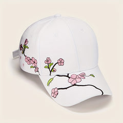 Peach Blossom Embroidery Baseball Cap Breathable Sports Hat