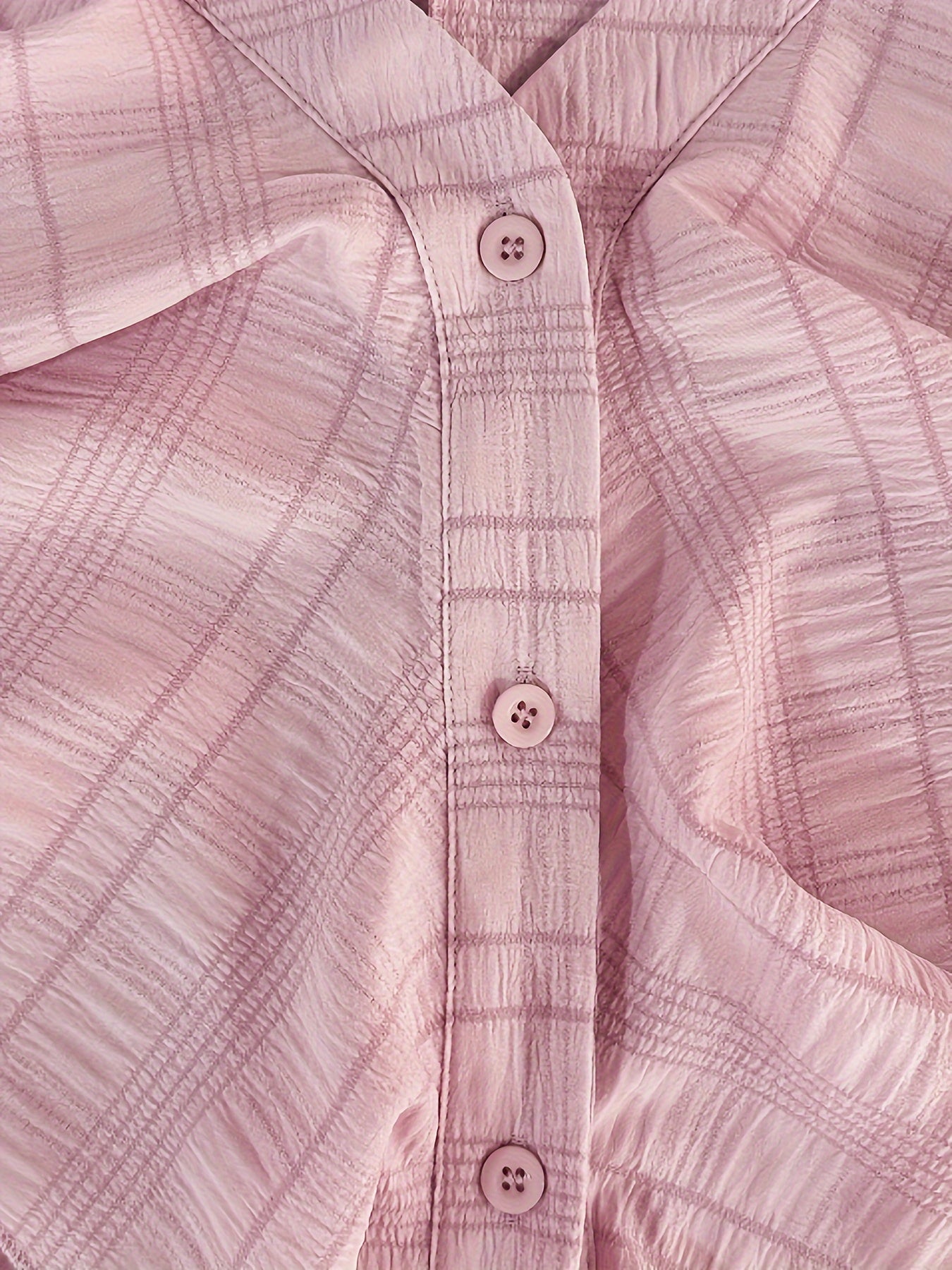 Women's Solid Textured Ruffle Trim Blouse