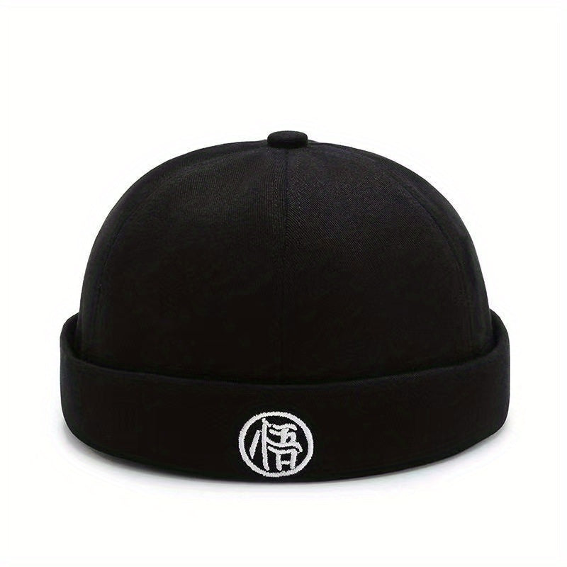 Character Embroidery Unisex Beanie Hip Hop Skull Hat Solid Docker Cap