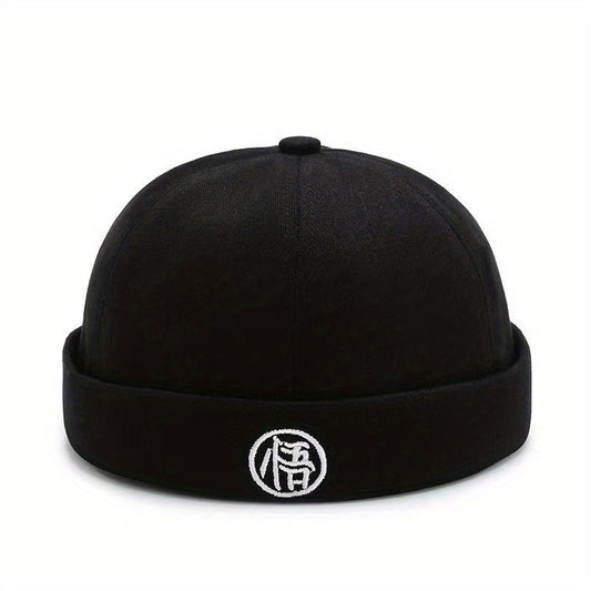 Character Embroidery Unisex Beanie Hip Hop Skull Hat Solid Docker Cap
