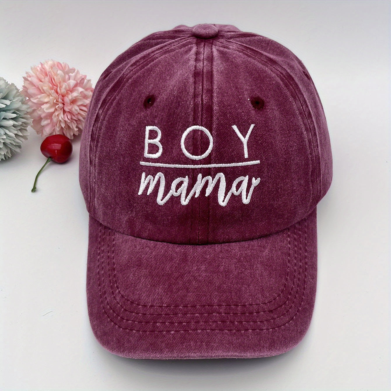BOY MAMA Embroidery Baseball Cap Distressed Sun Hat