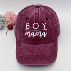 BOY MAMA Embroidery Baseball Cap Distressed Sun Hat