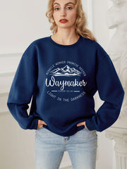Way Maker Letter Print Pullover Sweatshirt for Fall/Winter Women's Clothing