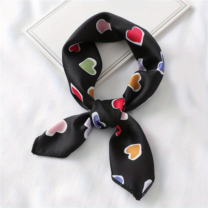 Vintage Chain Print Bandana Small Satin Square Scarf Neckerchief Head Wrap
