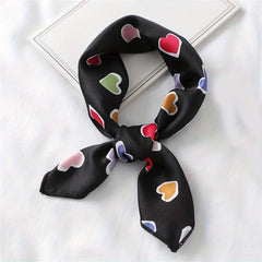 Vintage Chain Print Bandana Small Satin Square Scarf Neckerchief Head Wrap