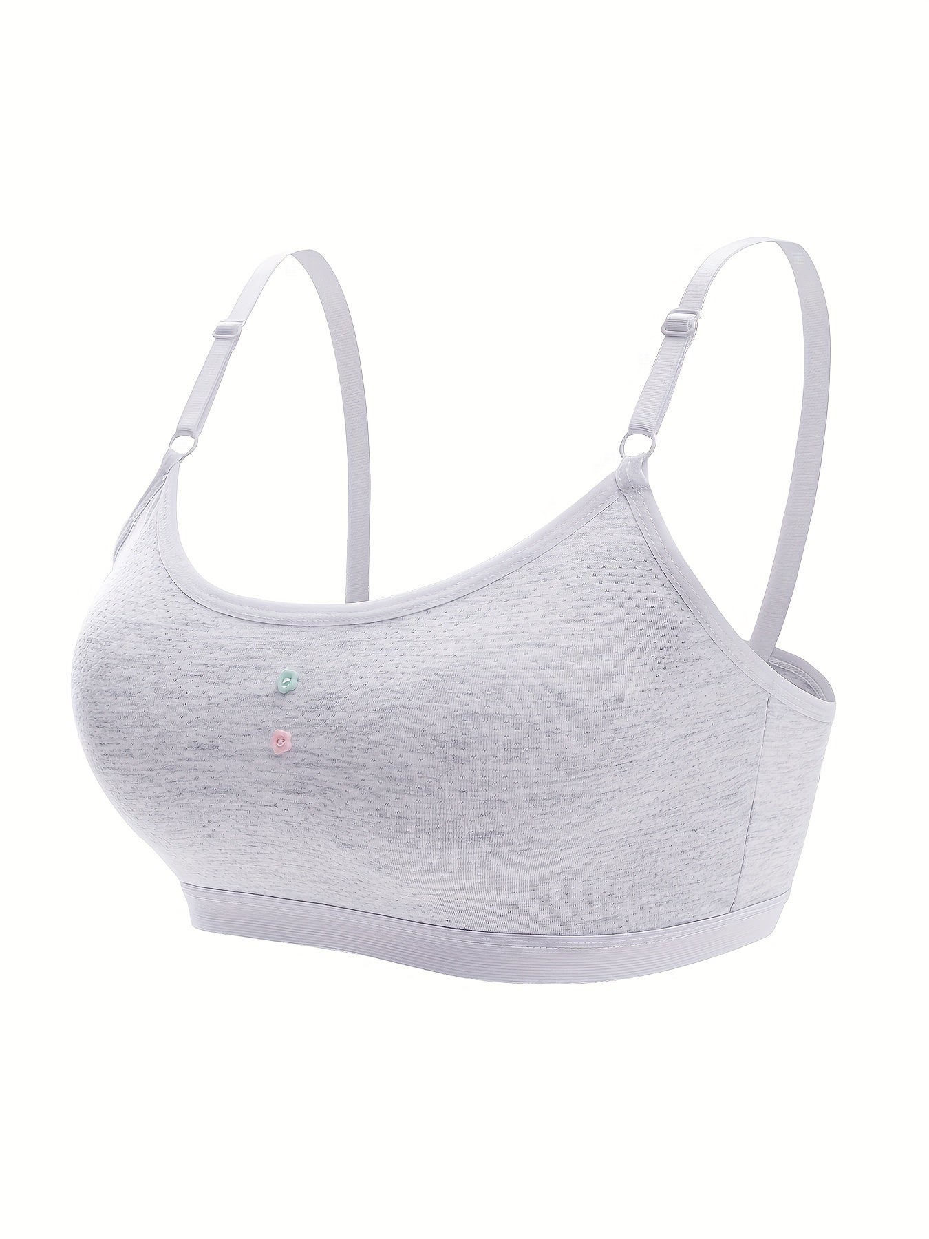 4pcs Girl's Flower Button Bra Underwear No Steel Ring Soft Bralette 9-15 Years
