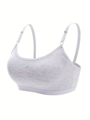 4pcs Girl's Flower Button Bra Underwear No Steel Ring Soft Bralette 9-15 Years