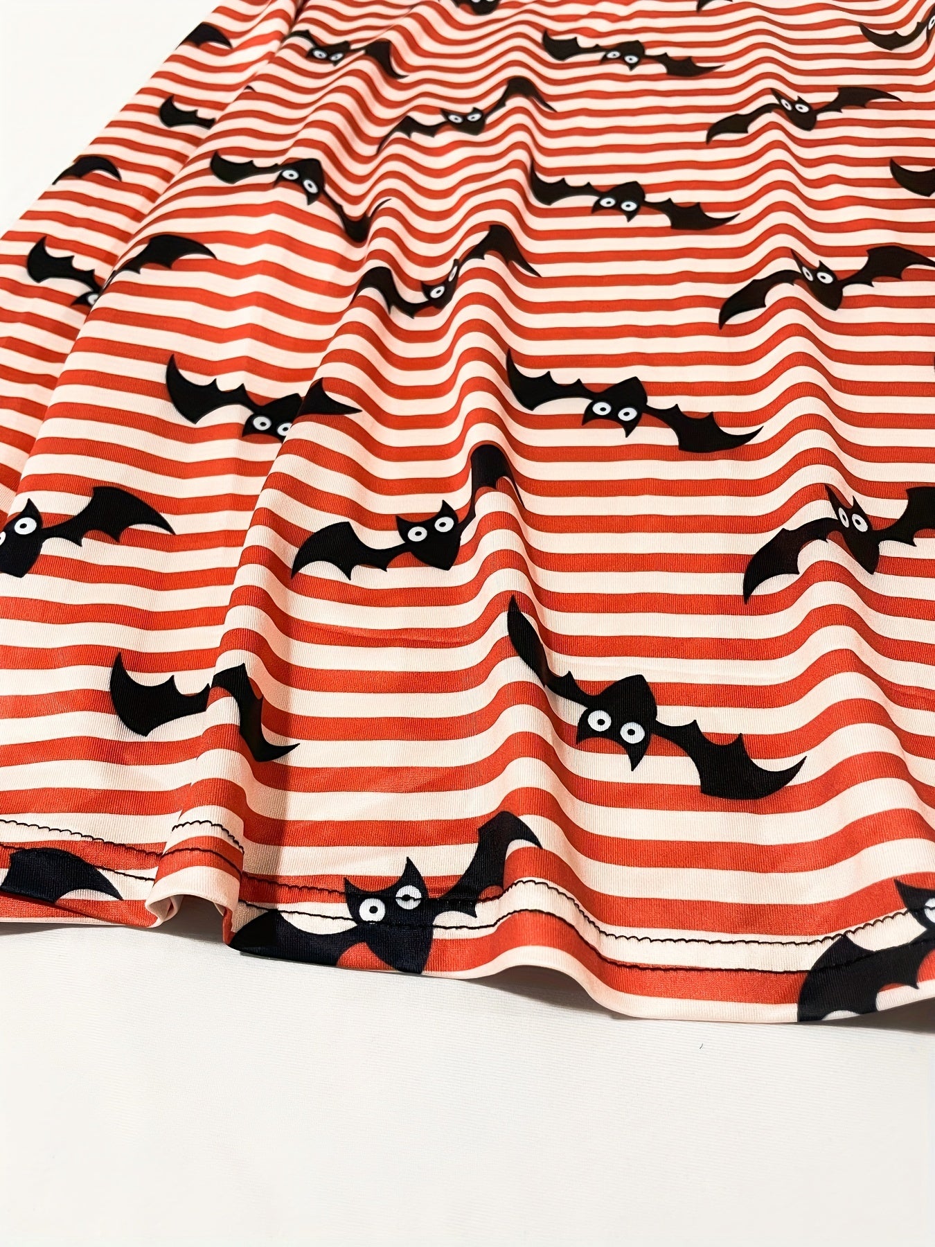 Stripe & Bat Print Pajama Set Long Sleeve Top & Pants
