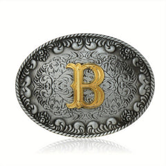 26 Initial Letters Family Name Denim Stunt Belt Buckle
