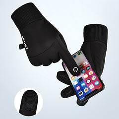 Winter Cycling Gloves Men Waterproof Touch Screen Fleece Lined Non Slip Grip