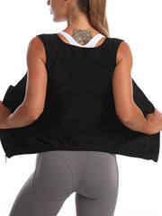 Zipper Sports Sweat Tank Top Sleeveless Fitness Activewear