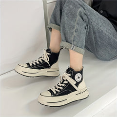 Women's High Top Canvas Shoes Lace Up Platform Skate Casual Sneakers