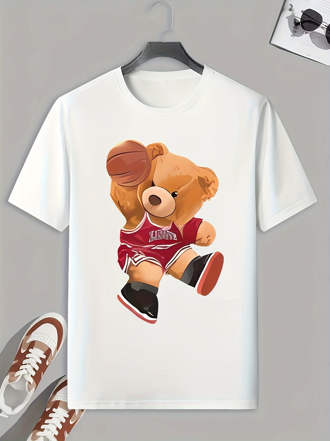 Teddy Bear Basketball Player T-shirt Active Tee For Summer