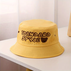 Kids Bear And Letter Graphic Bucket Hat Fisherman Hat Wide Brim Beach Basin Hat