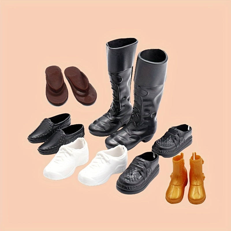 6 Pairs Men's Shoes Boots Sneaker Slipper Loafers Leather Shoes For Dolls