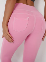 High Waist Sports Leggings Solid Gym Leggings With Pockets