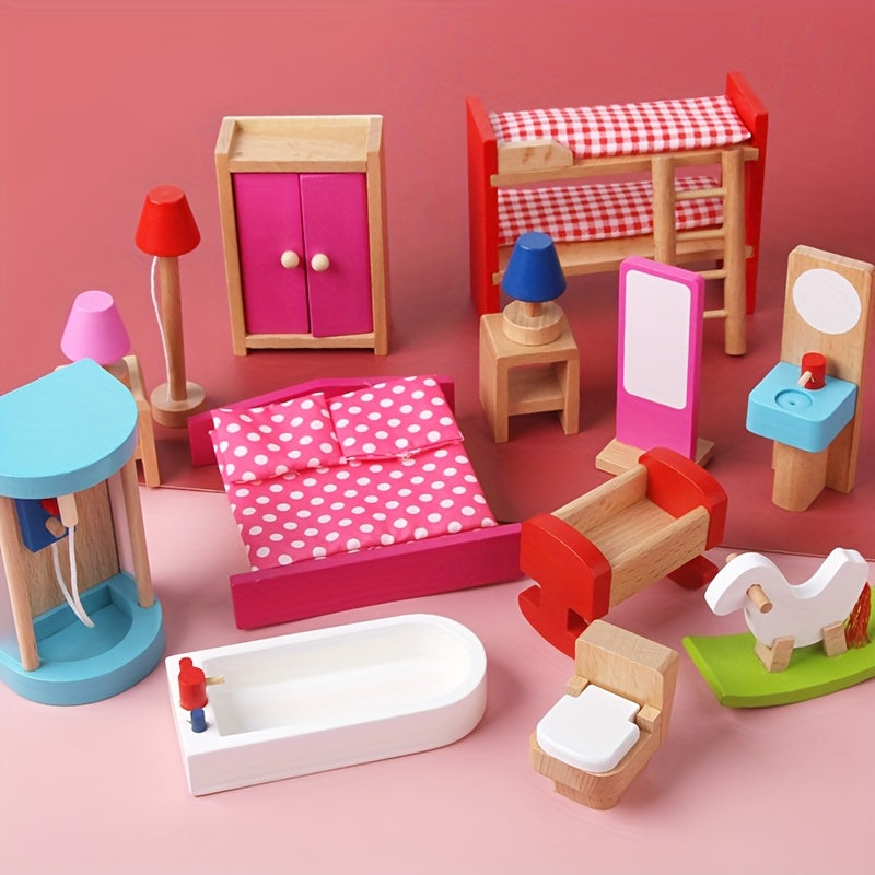 Wooden Children's Bedroom Decorative Toys 7pc Set - Ideal Gift for Kids