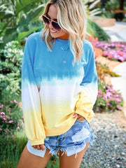 Gradient Print Sweatshirt Long Sleeve Casual Top for Spring & Summer