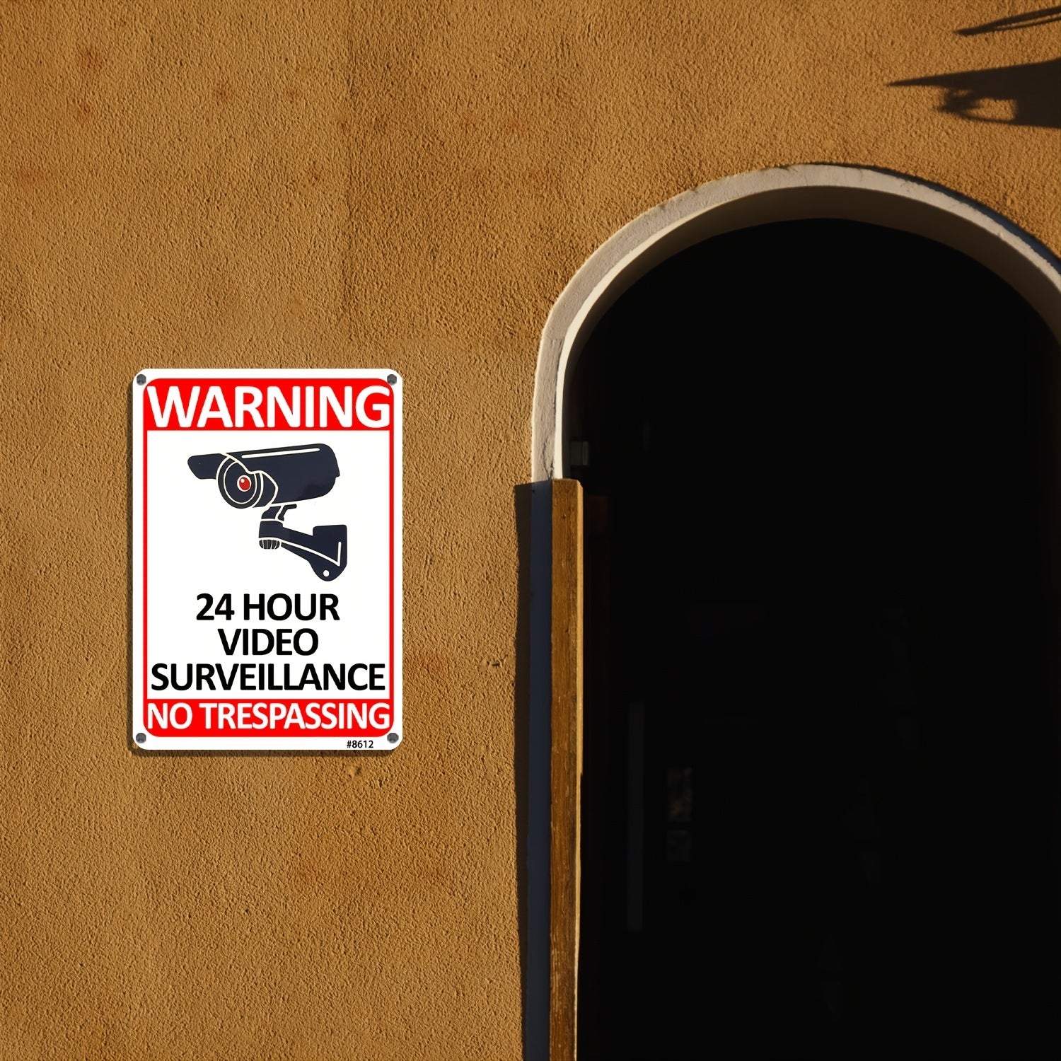4pcs No Trespassing Signs Private Metal 24 Hour Video Surveillance Signs