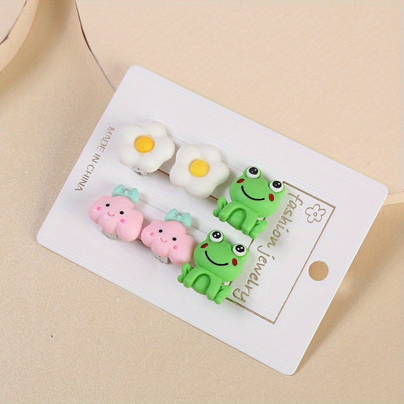 3 Pairs Clip-On Earrings Set for Kids, Teens, Women