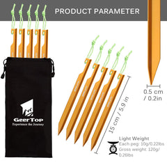 GeerTop 10 Pack Aluminum Tent Stakes Heavy Duty Metal Pegs