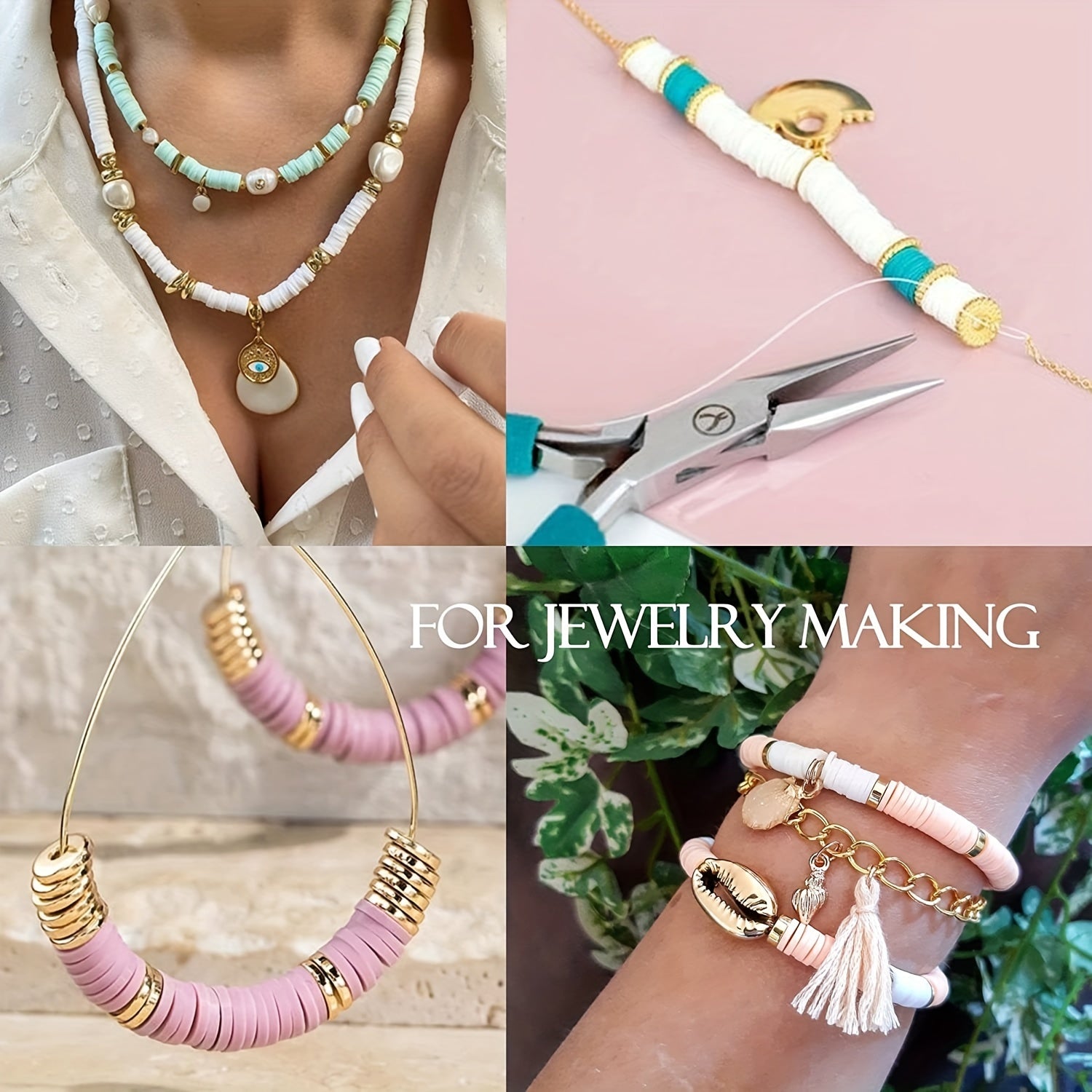 Polymer Clay Beads Charm Bracelet Making Kit - 96 Colors