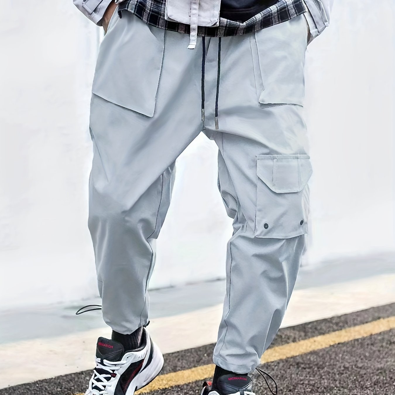 Men's Flap Pocket Trousers Loose Casual Outdoor Pants