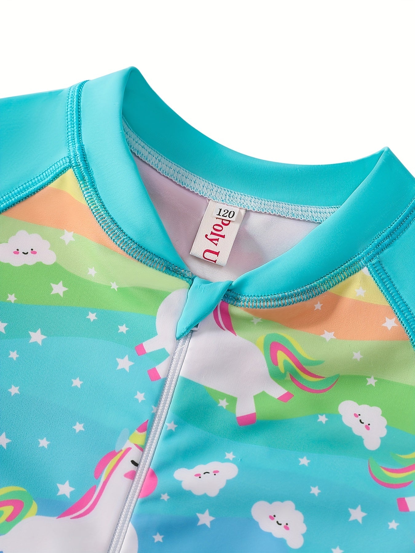 Pony Print Long Sleeve Girls' Swimsuit for Vacation