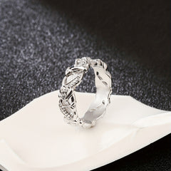 Hollowed Rose Flower And Leaf Ring