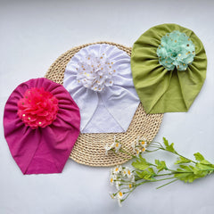 Soft Elastic Strip Flower Baby Hat for Girl