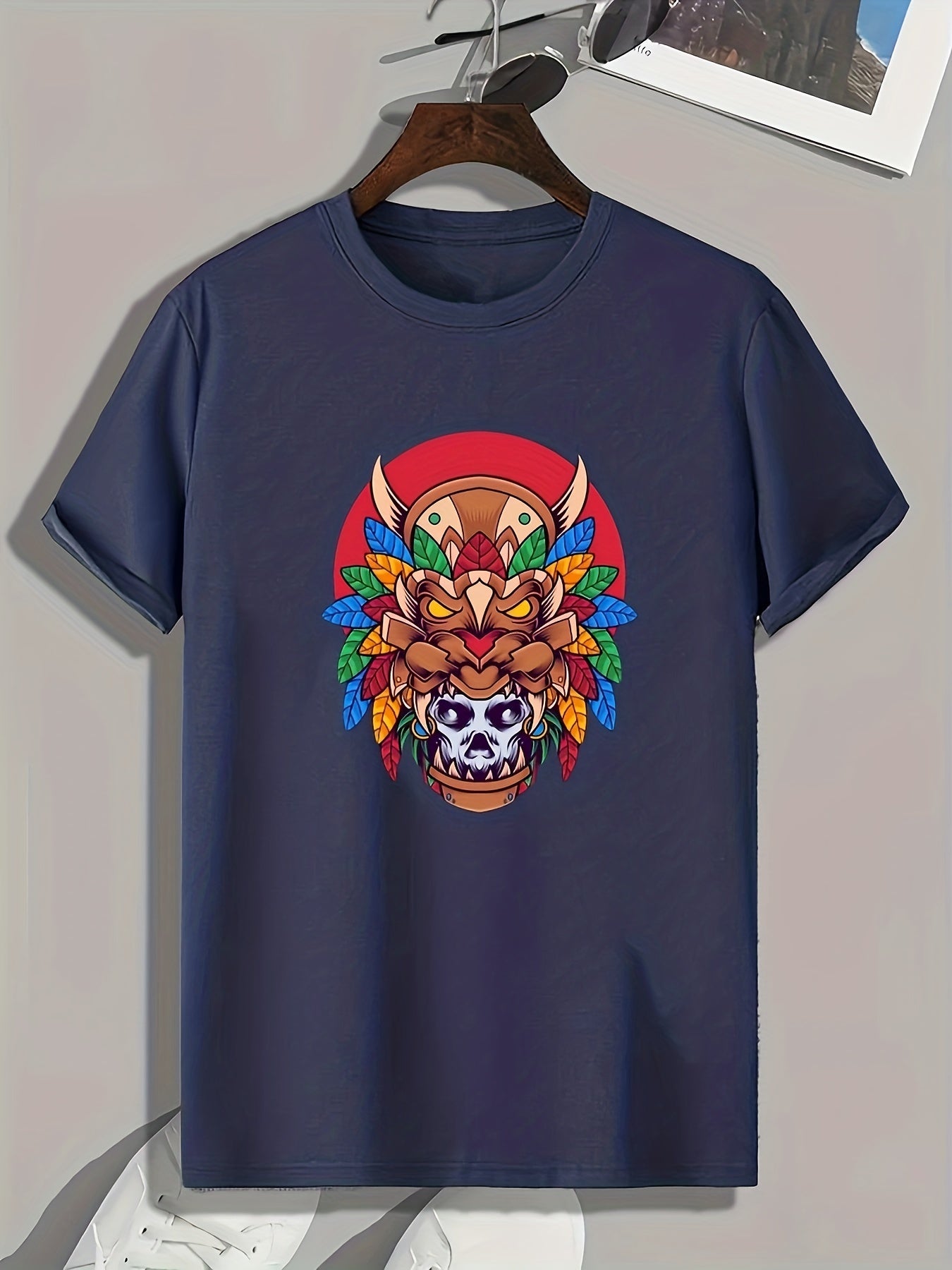 Ethnic Hat Print Men's T-shirt for Summer