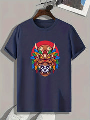 Ethnic Hat Print Men's T-shirt for Summer