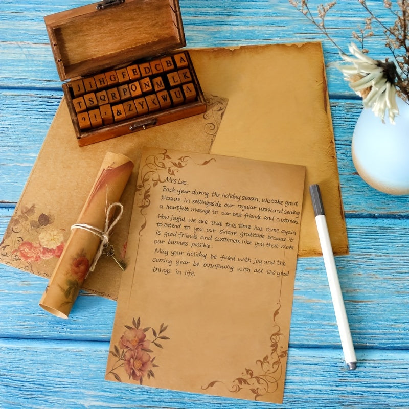 60pcs Antique Envelopes & Stationary Paper Set with Sealing Stickers