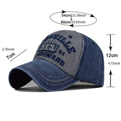 Distressed Cotton Baseball Cap with Hat Letter Embroidery
