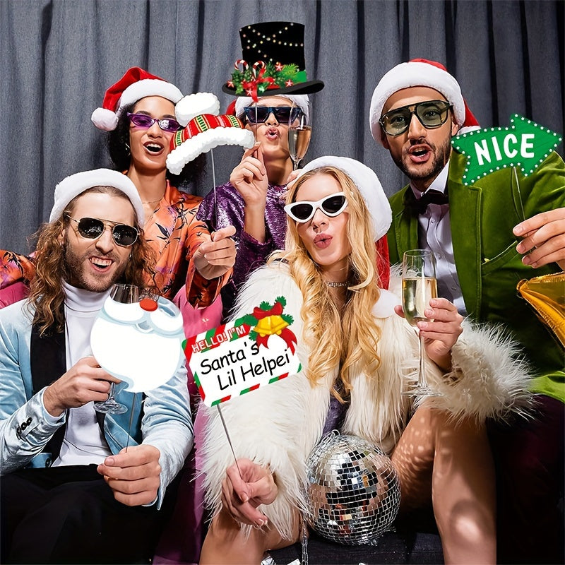 28pcs Christmas Photo Props Family Gathering Party Decoration